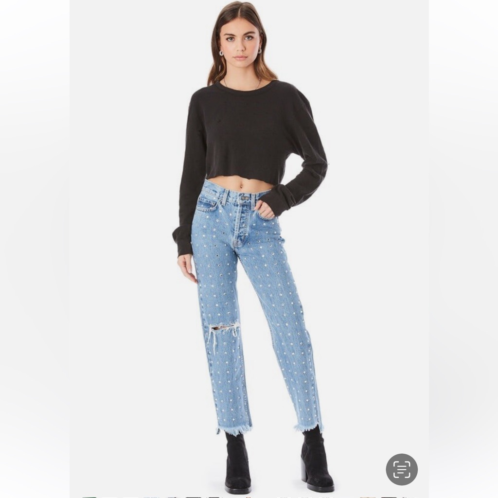 Carmar Black Top And Blue Distressed Jeans